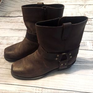 Dingo Brown Leather Moto Riding Cowboy Boots